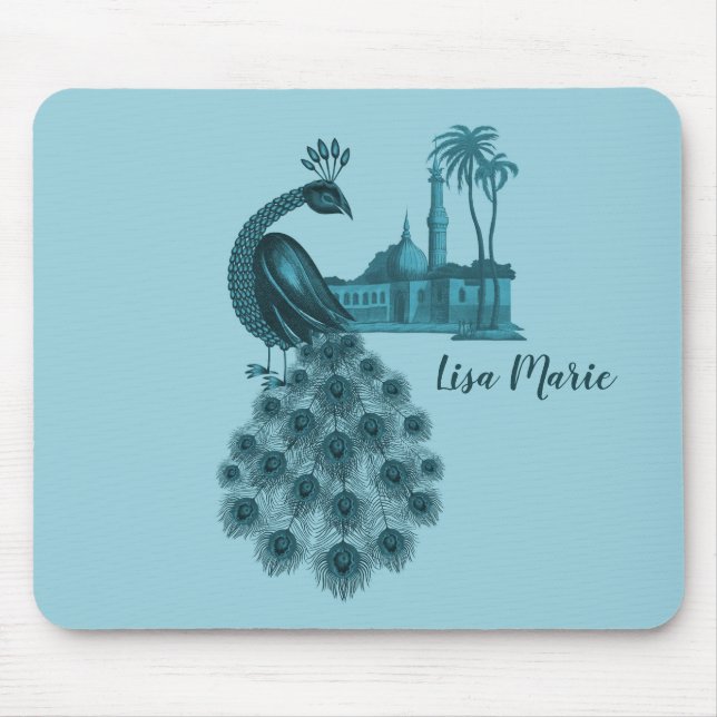 Romantischer Blaupfau Mousepad (Vorne)