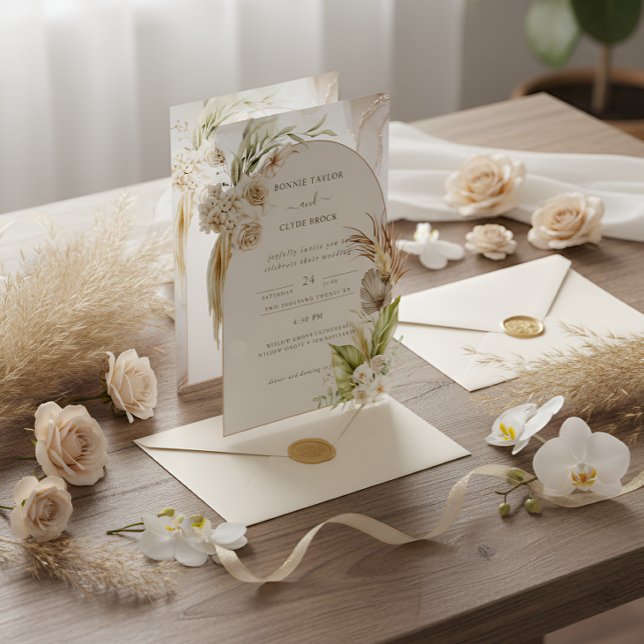 Romantischer Blumen-Charm-Creme- und Brauner Einla Save The Date (Von Creator hochgeladen)