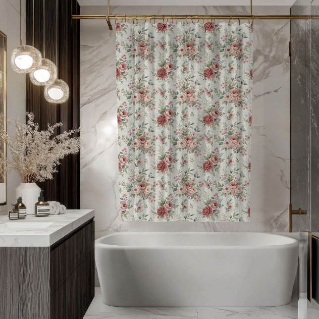 Romantischer Blumen-Vorhang, pastellfarbener Vinta Duschvorhang (Romantic Floral Curtain Pastel Vintage Accent)