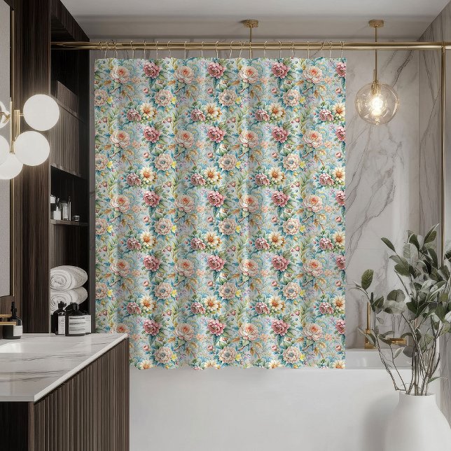 Romantischer Blumen-Vorhang Rococo Pastell Badezim Duschvorhang (Romantic Floral Curtain Rococo Pastel Bathroom)