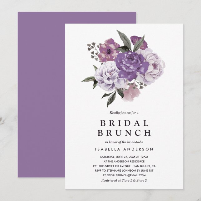 Romantischer Blumenbrunch Bridal Einladung (Vorne/Hinten)
