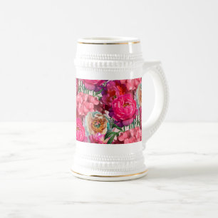 Romantischer Blumengarten Bierglas