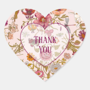 Romantischer Blumengarten Herz-Aufkleber