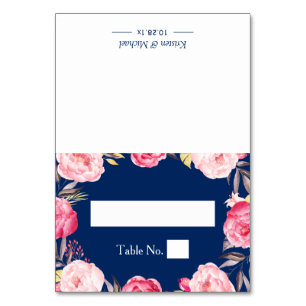 Romantischer Blumengarten Navy Blauer Hochzeitspla Tischnummer