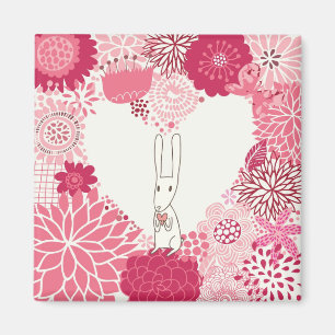 Romantischer Blumenhintergrund mit niedlichem Magnet