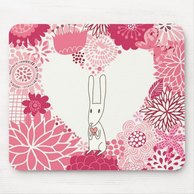 Romantischer Blumenhintergrund mit niedlichem Mousepad (Vorne)