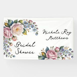 Romantischer Blumenkranz Brautparty Banner