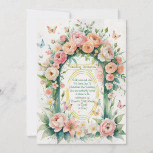 "Romantischer Blumenkranz Hochzeitseinladung" Einladung