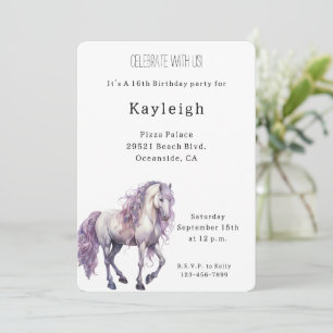 Romantischer Blumenlavender Weiße Pferd Geburtstag Einladung