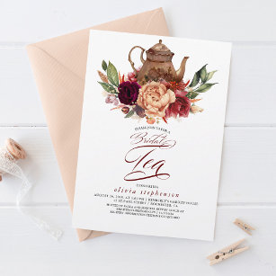 Romantischer Blumenstrauß Brautparty Tee Einladung