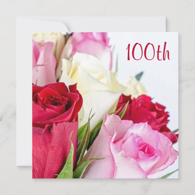 Romantischer Blumenstrauß des Rosen-100. Einladung (Vorderseite)