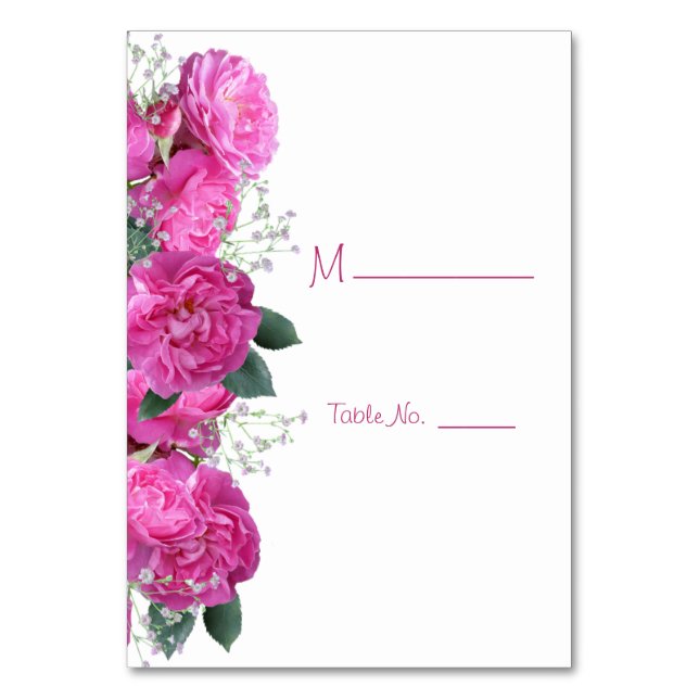 Romantischer Blumenstrauß Hochzeit Tischnummer (Vorderseite)