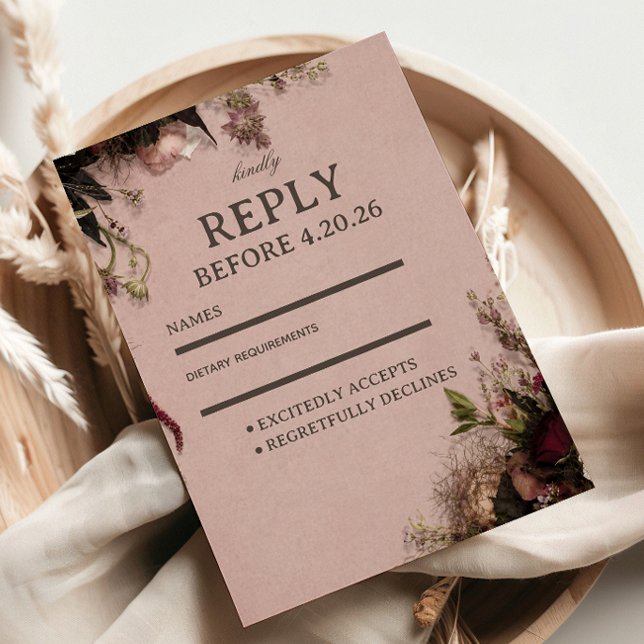Romantischer Blush-Blumenstil RSVP Karte (Von Creator hochgeladen)