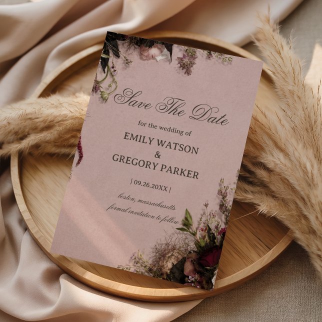 Romantischer Blush-Blumenstil Save The Date (Von Creator hochgeladen)