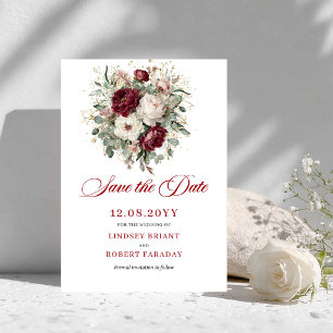 Romantischer Blush-Burgunder-Blumen-Save-the-Date- Save The Date