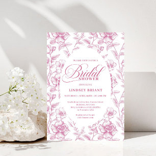 Romantischer Blush Pink Floral Rosen Brautparty Einladung