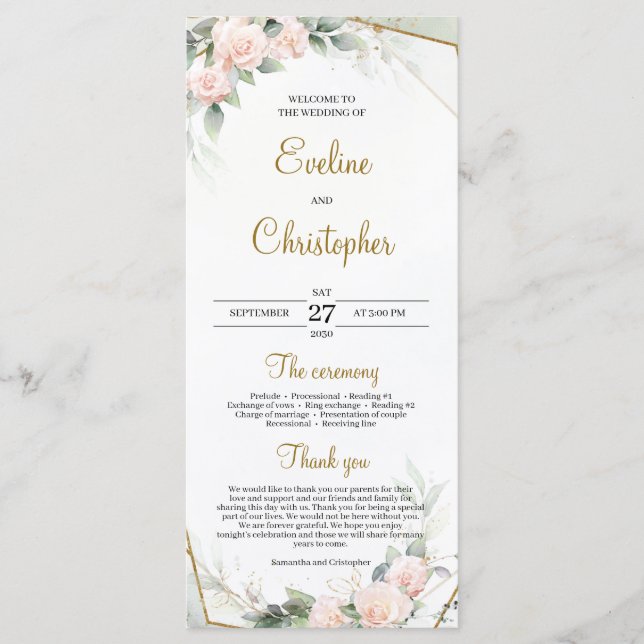 Romantischer Blush Pink Greenerenerage Foliage Gol Programm (Vorderseite)