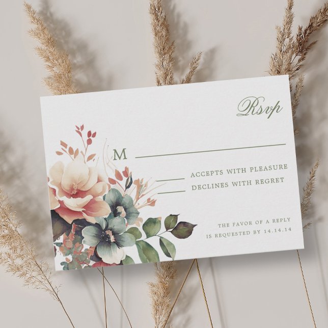 Romantischer Boho Herbst Herbstwochenende RSVP (Romantic Boho Fall Autumn Floral Wedding RSVP )