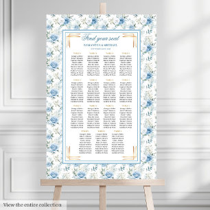 Romantischer Boho Light Blue Gold Glitzer Sitzplat Poster