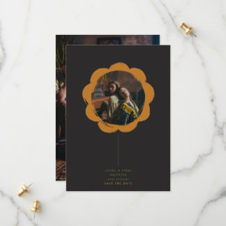 romantischer Boho-Retro-Blumenrahmen-Foto Save The Date