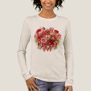 : Romantischer botanischer Blumenstrauß mit Herzen Tri-Blend Shirt