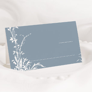 Romantischer botanischer Garten Dusty Blue Hochzei Platzkarte