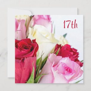 Romantischer Bouquet der Rose 17. Geburtstag Einladung
