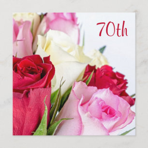 Romantischer Bouquet der Rose 70. Geburtstag Einladung