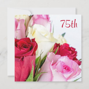 Romantischer Bouquet der Rose 75. Geburtstag Einladung