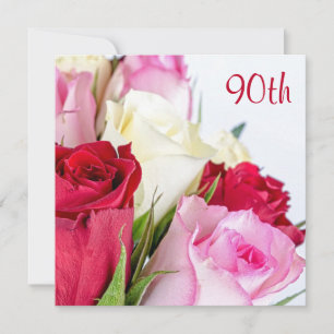 Romantischer Bouquet der Rose 90. Geburtstag Einladung