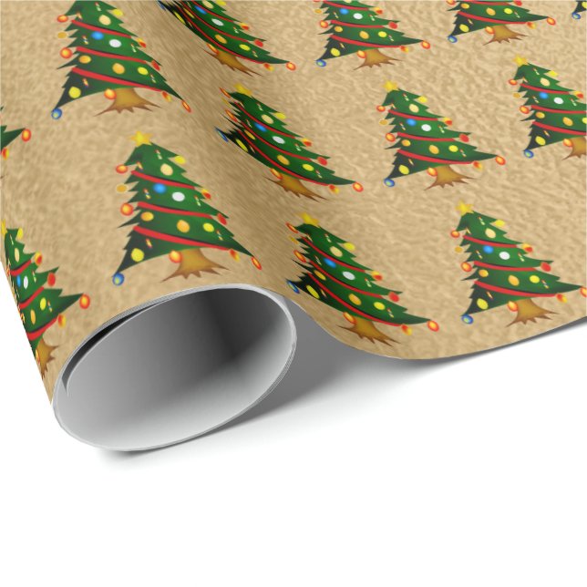 Romantischer Bronzeblitz Weihnachtsbaum Geschenkpapier (Rolleneckpunkt)
