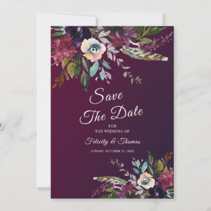 Romantischer Burgunder Blorschlauch Save the Date Einladung