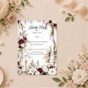 Romantischer Cello-Garten-Eleganz-Hochzeit RSVP Karte
