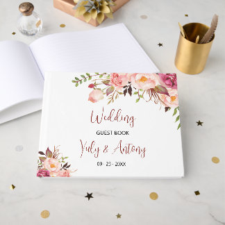 Romantischer Chic Blush Rose Memory Signature Gästebuch
