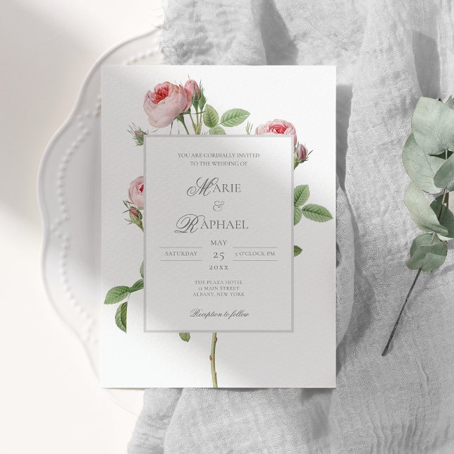 Romantischer Chic Französische Rosen Botanische Ho Einladung (Von Creator hochgeladen)