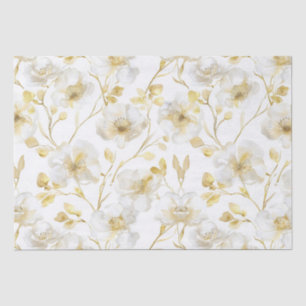 Romantischer Chic Gold Weiß Floral Brautparty Seidenpapier
