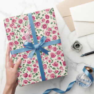 Romantischer Chic Pink Roses Floral Geschenkpapier