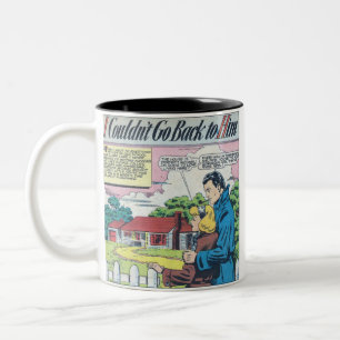 Romantischer Comic aus den 1950er Jahren Zweifarbige Tasse