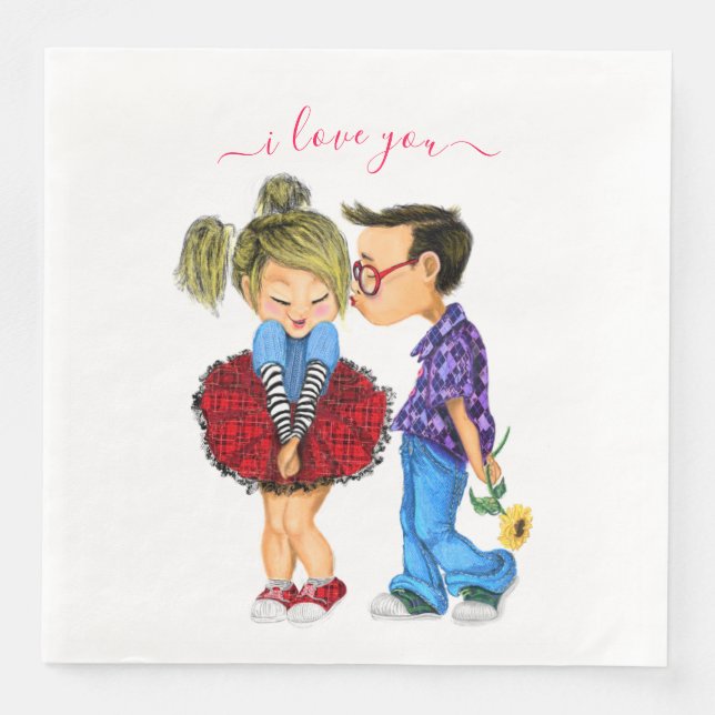 Romantischer Couple Napkins Text - I Liebe You Serviette (Vorderseite)