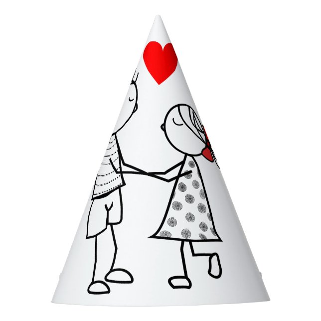 Romantischer Couple Paper Party Hat Partyhütchen (Vorderseite)