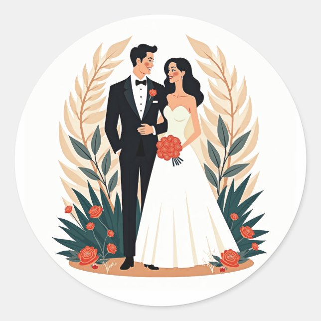 Romantischer Couple Wedding Sticker (Vorderseite)