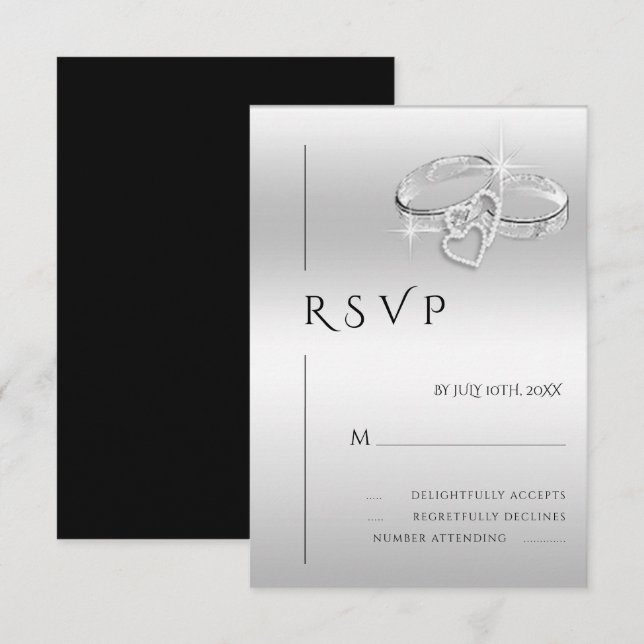 Romantischer Dekorativer Ring Spanisch RSVP Karte (Vorne/Hinten)