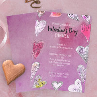 Romantischer Doodle Watercolor Herzchen Valentinst