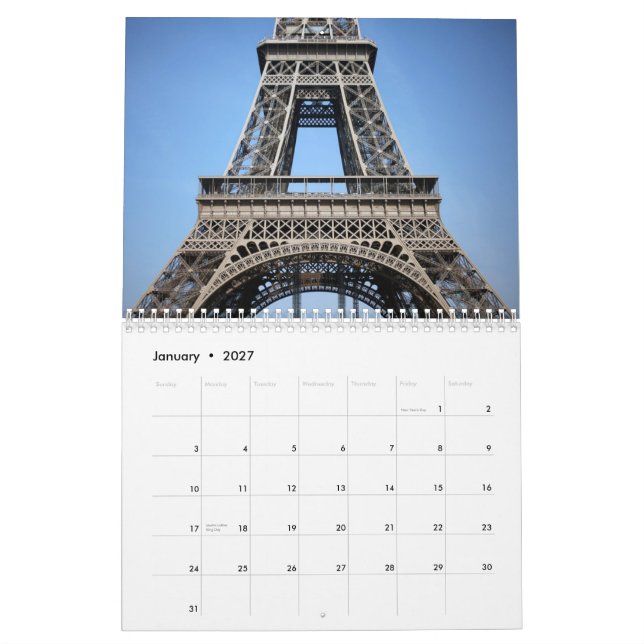 Romantischer Eiffelturm Paris 2015 Kalender (Jan 2027)