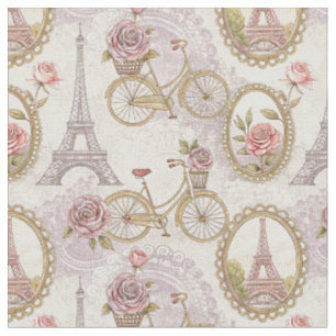 Romantischer Eiffelturm Paris & Rosen Florales Des Stoff