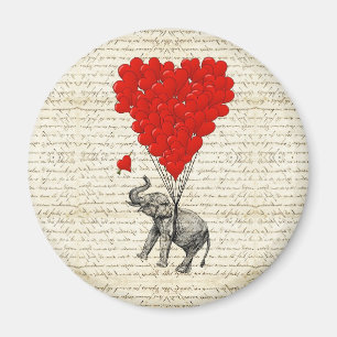 Romantischer Elefant & Herzballons Magnet