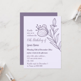 Romantischer, eleganter Lila-Geburtstag Einladung