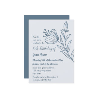 Romantischer, eleganter, staubblauer Geburtstag Einladung