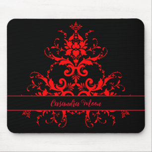 Romantischer, eleganter Vintage roter Damast Mousepad