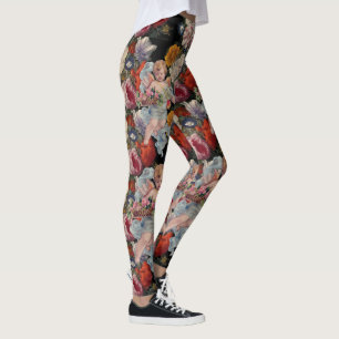 ROMANTISCHER ENGEL Sammelt rosa Rosen und Blumen Leggings